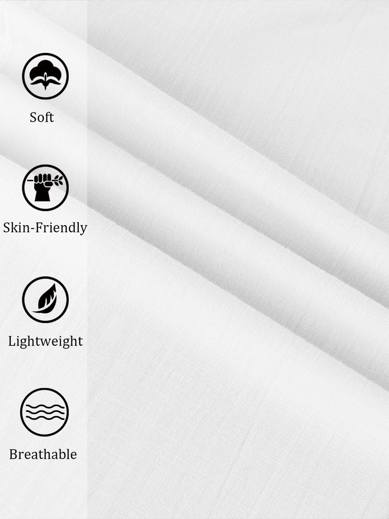 PASLTER Mens Casual Linen Pants Loose Fit Elastic Drawstring Waist Straight-Legs Summer Yoga Beach Long Pants White Medium - Image 5